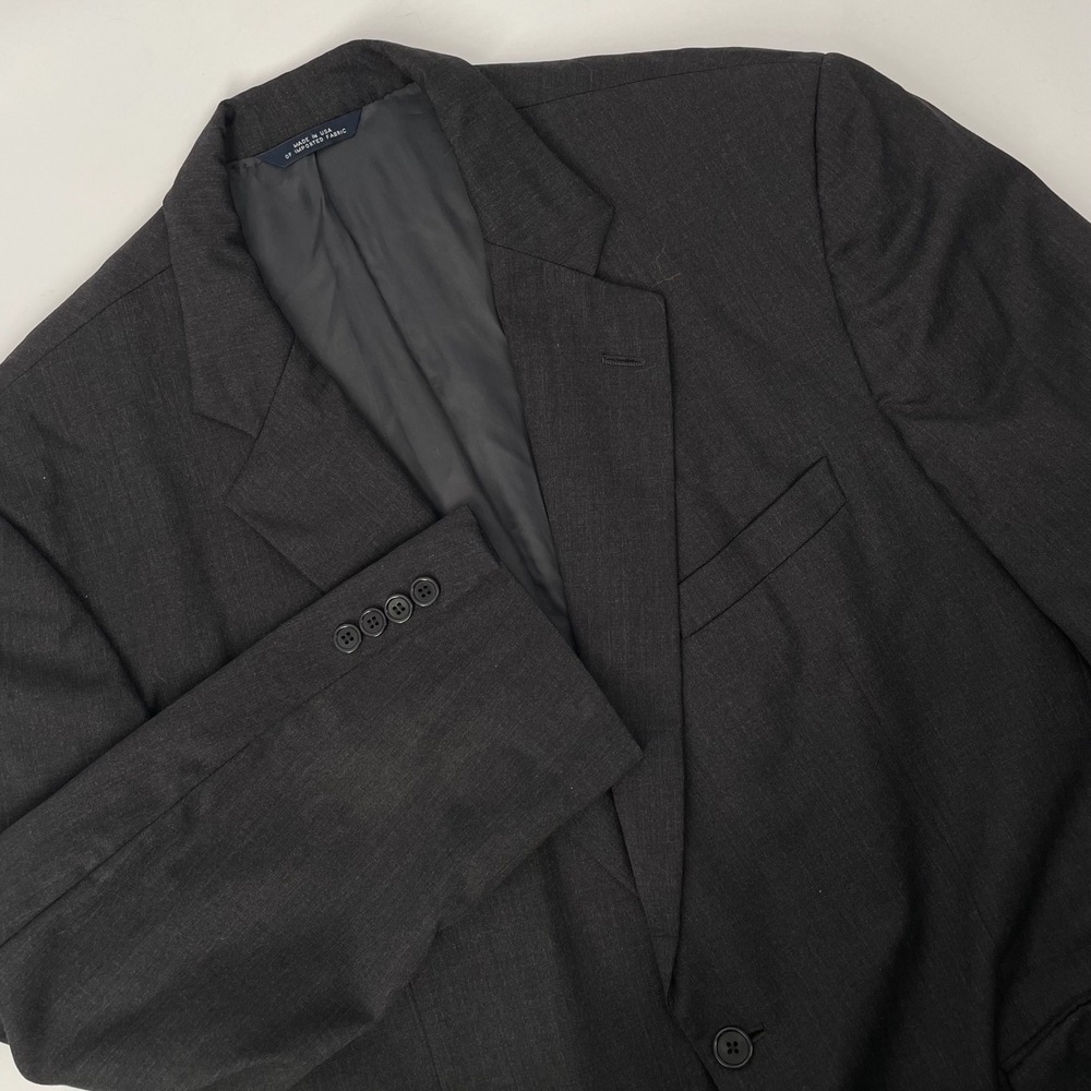 Brooks Brothers VTG Super 110s Wool Blazer 46R Dark Gray Marl USA Union Made